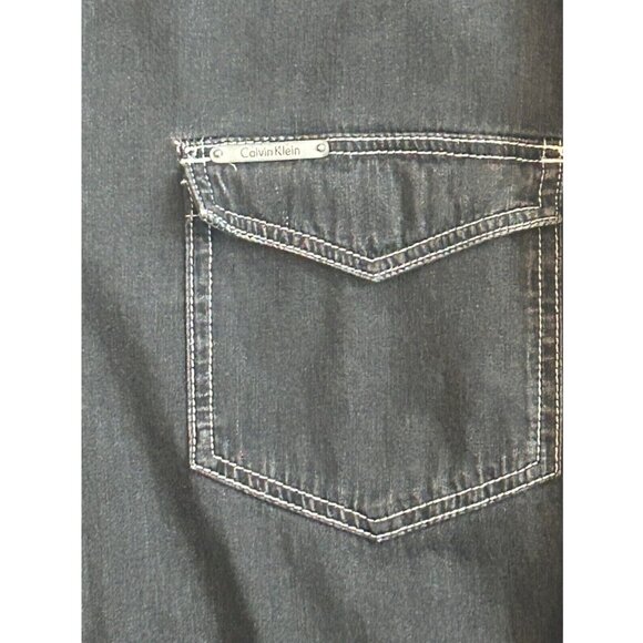 Calvin Klein Jeans Boxy Full Front Zip Denim Overshirt Stone Wash Cotton Small - Picture 6 of 14